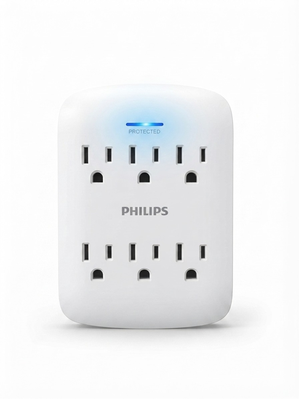 Philips 6-Outlet – Surge Protector with Blue Indicator Light